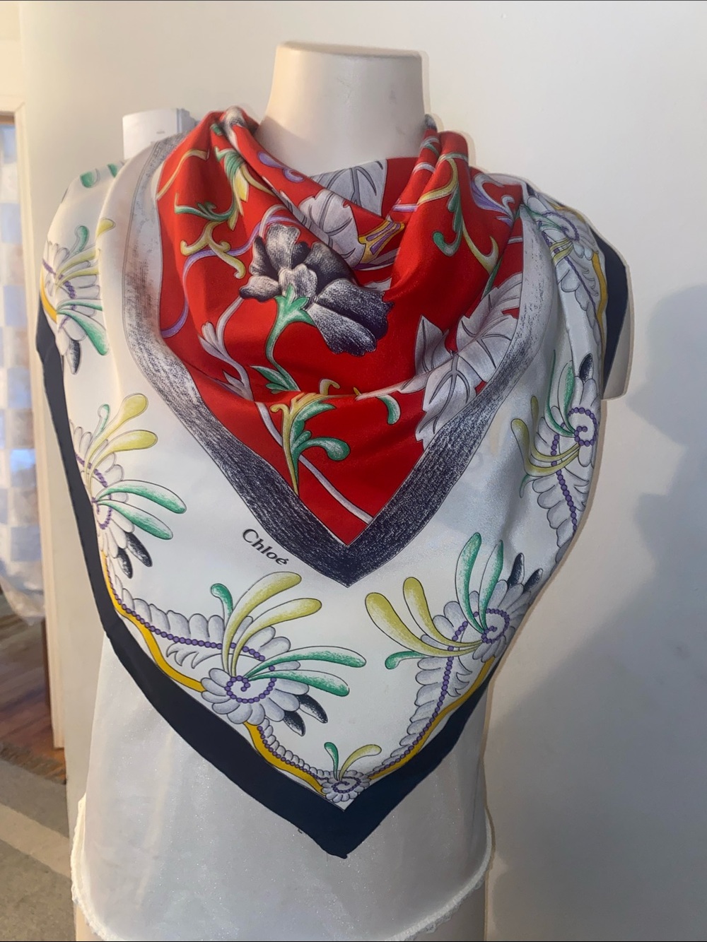 Chloe Floral square silk scarf